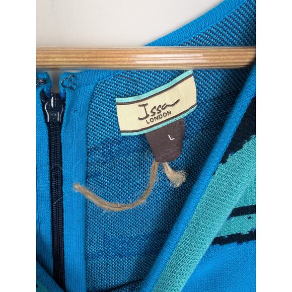 NEW Issa London Abstract Stripe Fit & Flare Dress Blue L - Picture 7 of 8